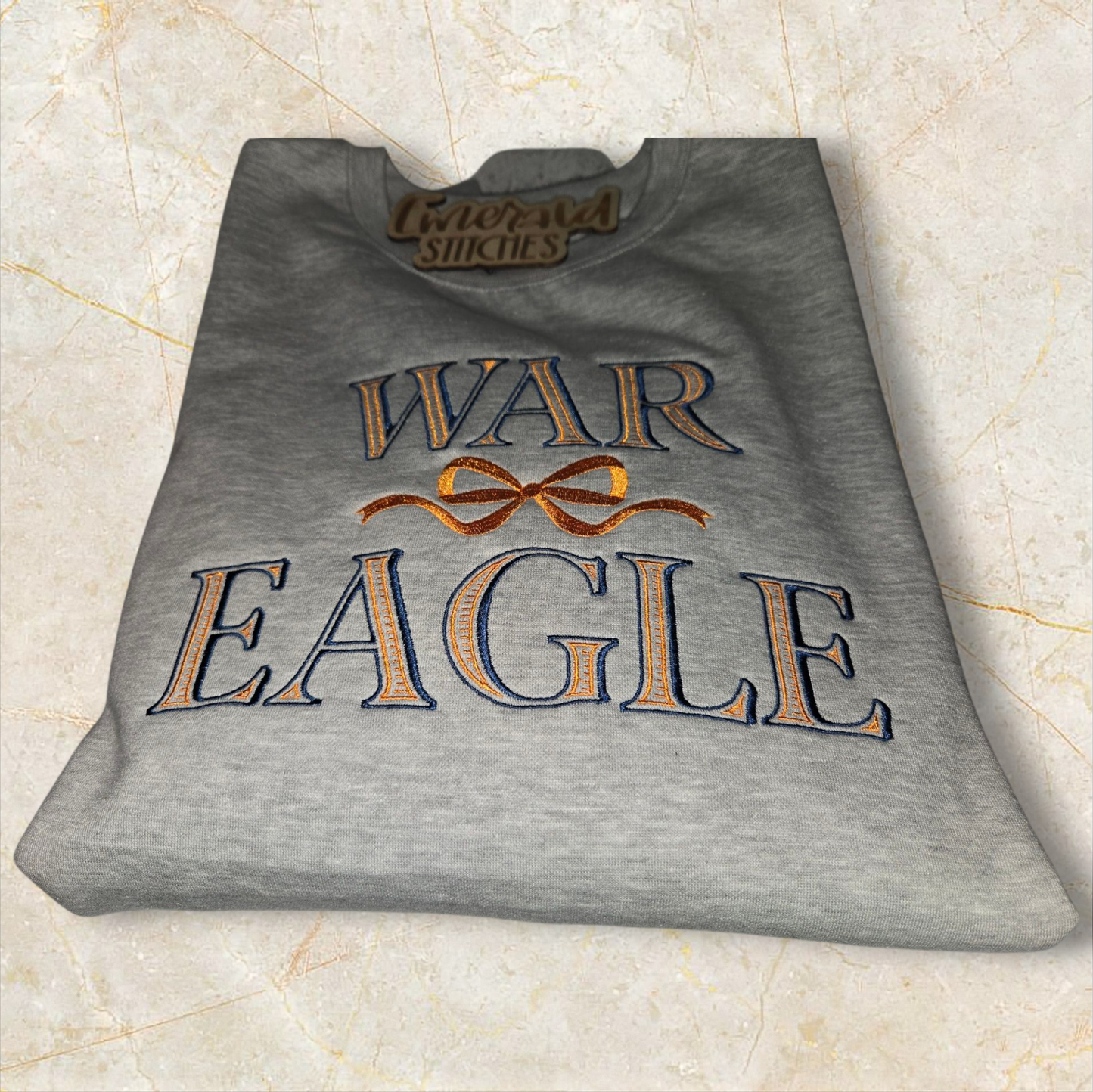 Embroidered Auburn War Eagle sweatshirt with bow