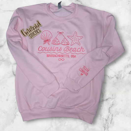 Cousins Beach "The Summer I Turned Pretty" inspired sweatshirt with custom "team" sleeve