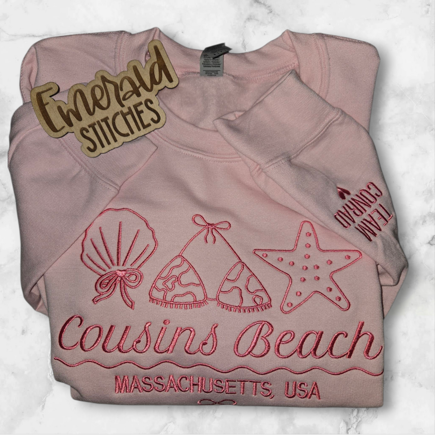 Cousins Beach "The Summer I Turned Pretty" inspired sweatshirt with custom "team" sleeve