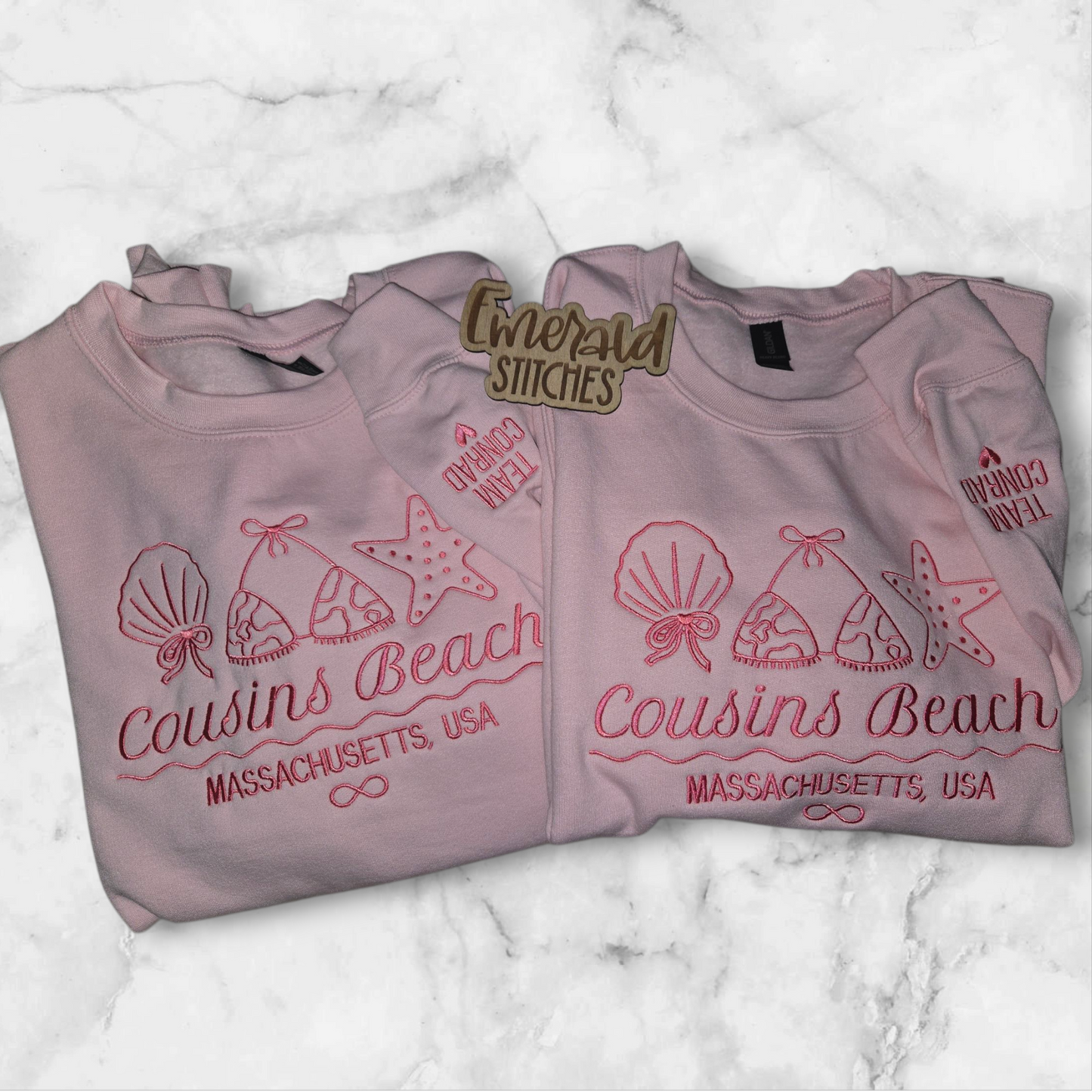 Cousins Beach "The Summer I Turned Pretty" inspired sweatshirt with custom "team" sleeve