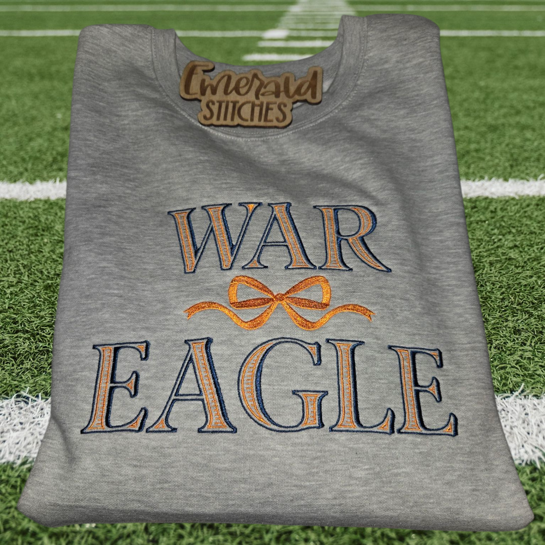 Embroidered Auburn War Eagle sweatshirt with bow