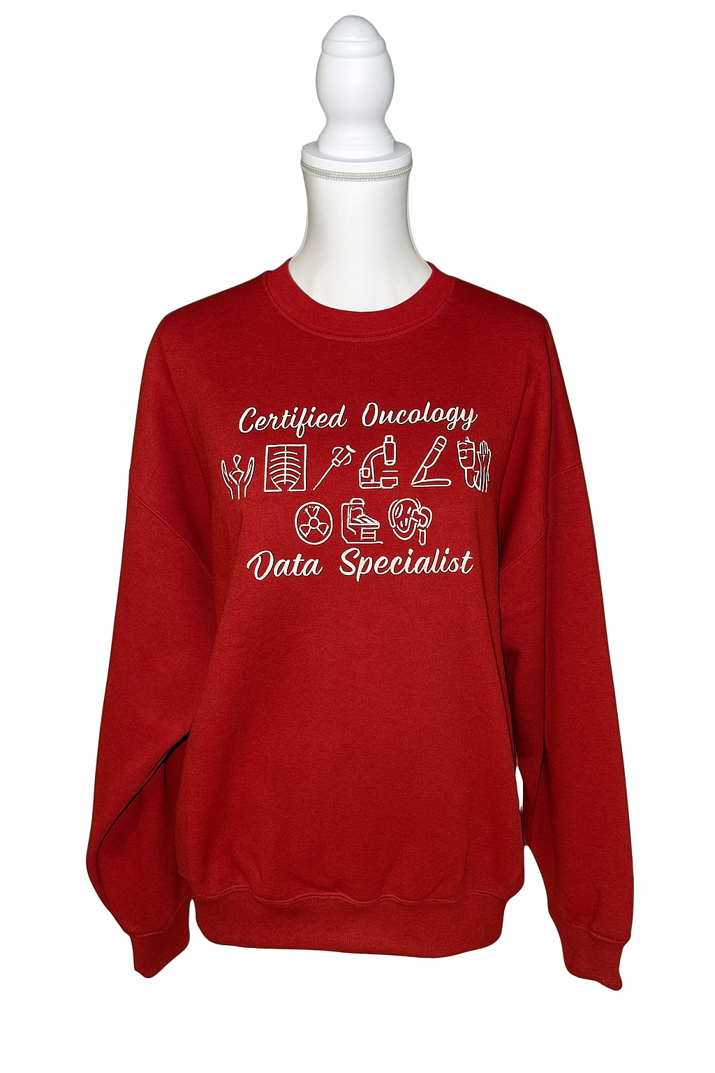 Custom embroidered sweatshirt.    Options on wording  Oncology Data Specialist certified  OR Certified Oncology Data Specialist READ DESCRIPTION!!!!