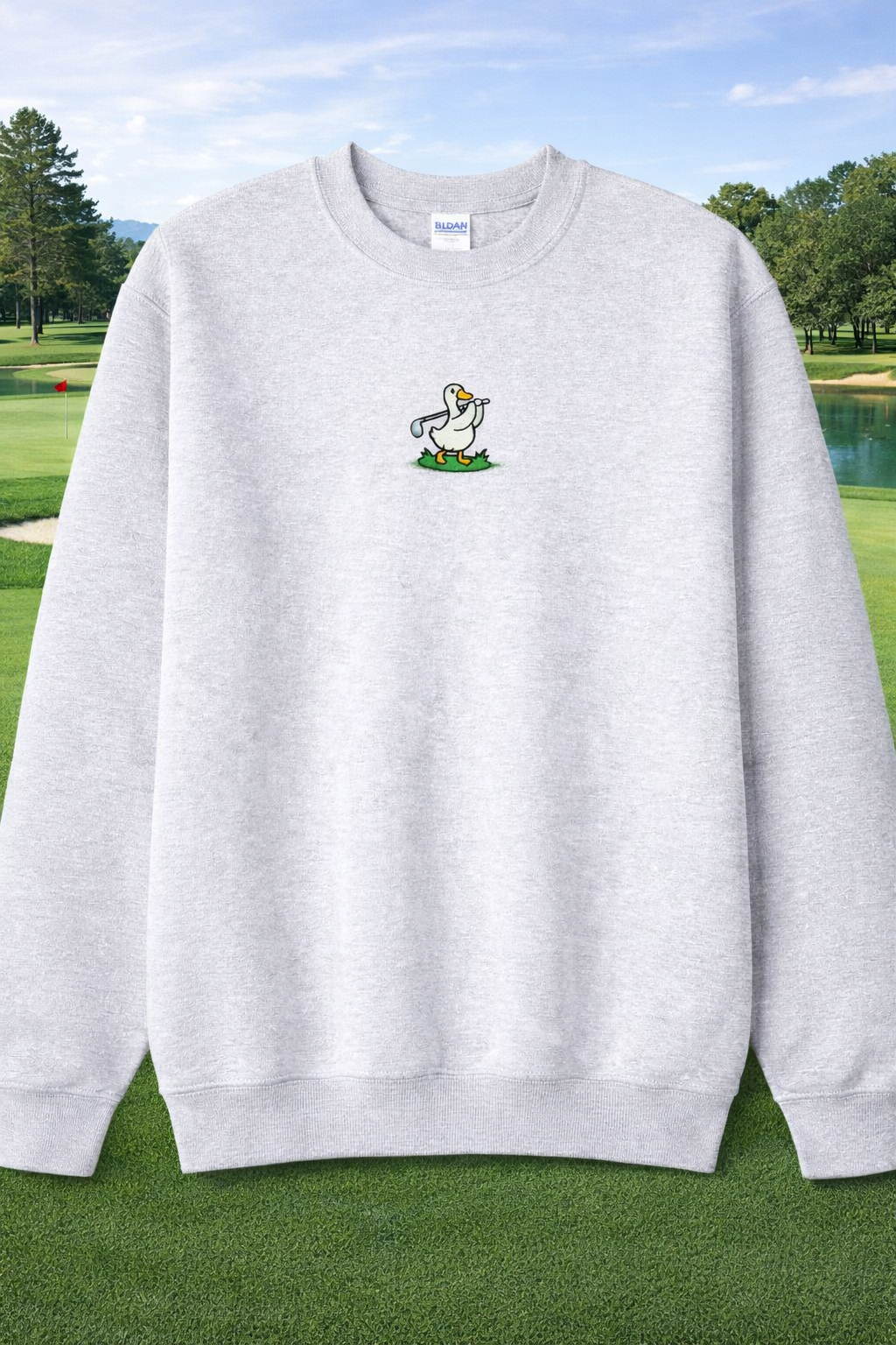 Golfing goose embroidered crewneck