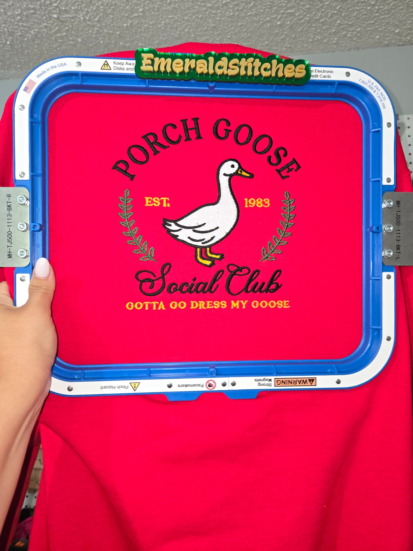 Porch goose social club embroidered sweatshirt.