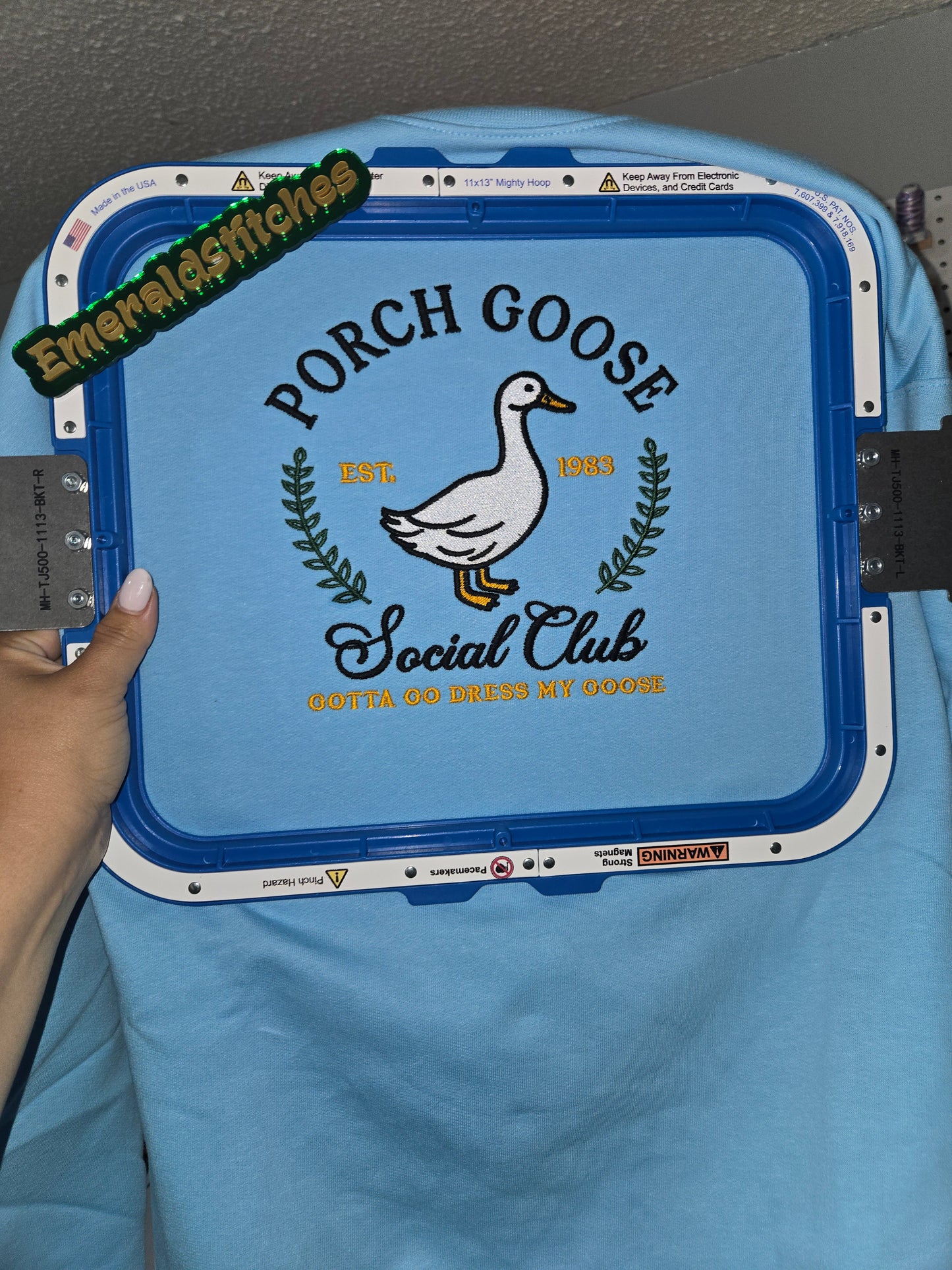 Porch goose social club embroidered sweatshirt.