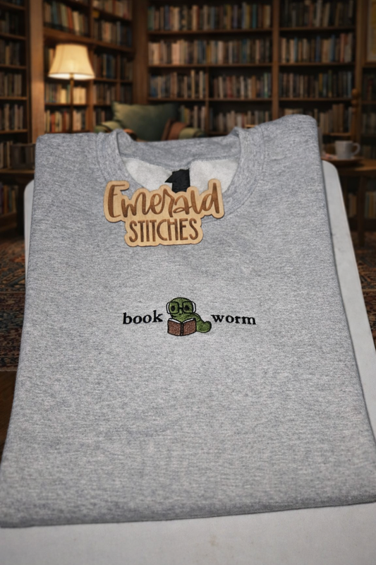Bookworm embroidered crewneck