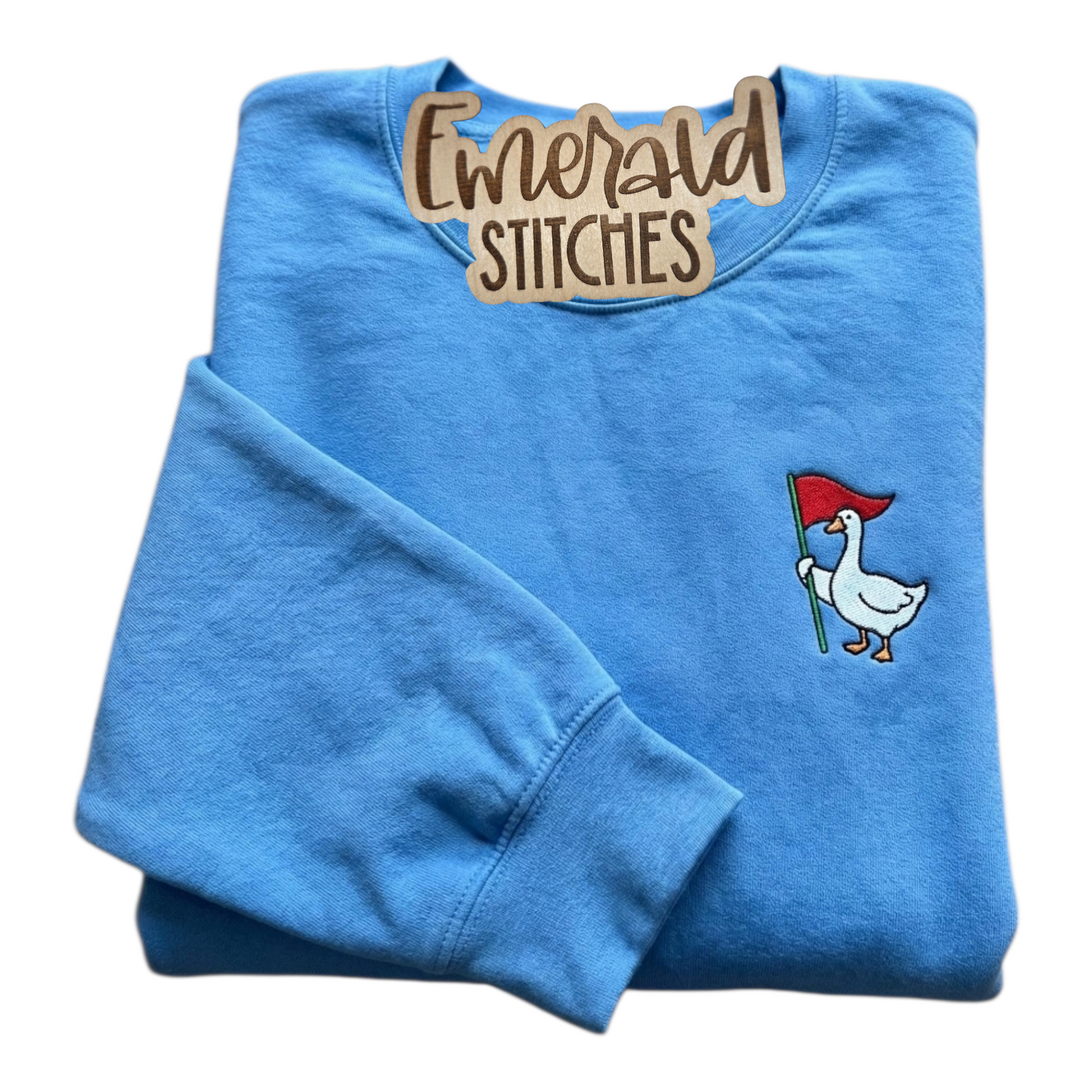 Flag golf goose embroidered crewneck