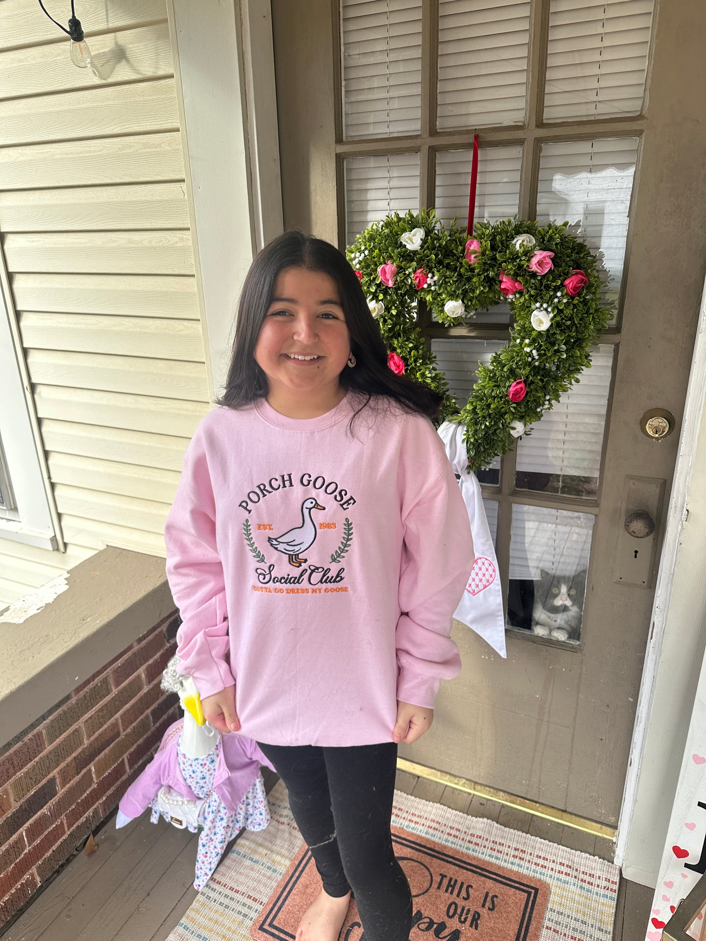 Porch goose social club embroidered sweatshirt.